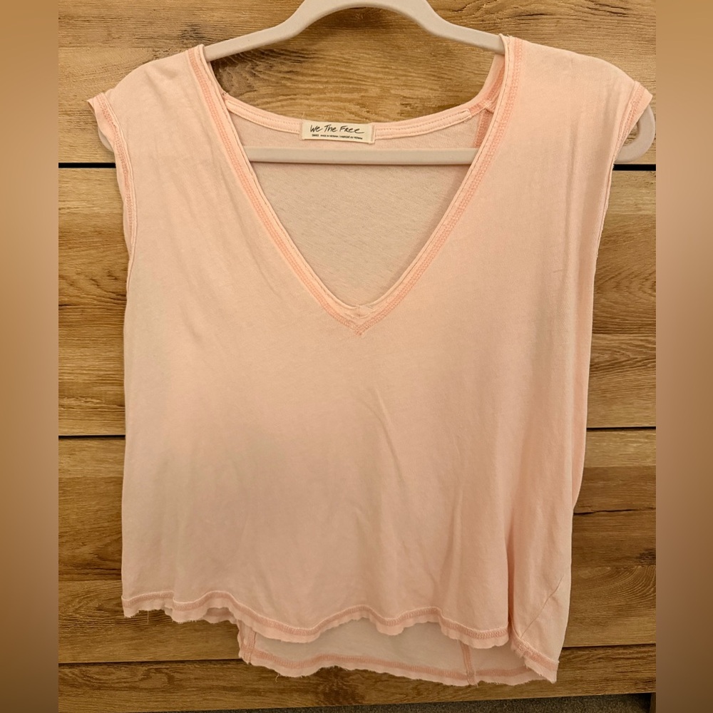 Free People We The Free Light Pink V-Neck Top